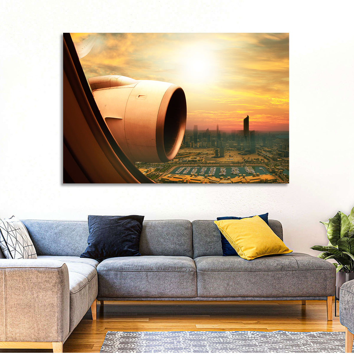 Kuwait City at Golden Hour Wall Art in a room, landscape