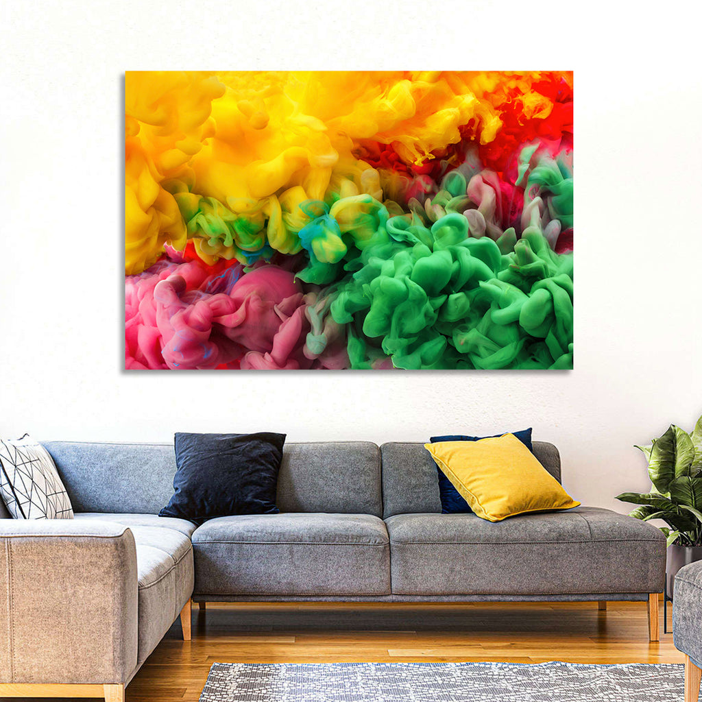 Vibrant Underwater Ink Cloud Abstract Wall Art