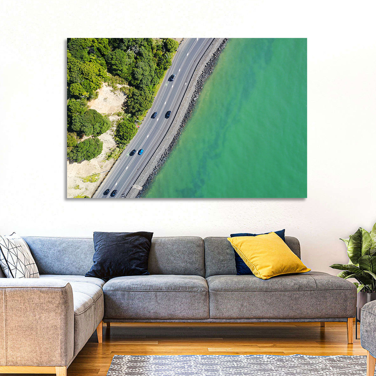 Auckland Coastal Highway Aerial View Wall Art