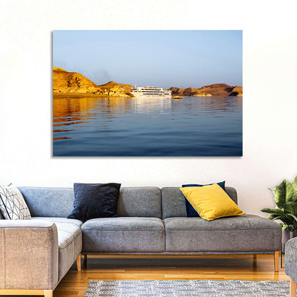 Lake Nasser Cruise Ship at Golden Hour Wall Art