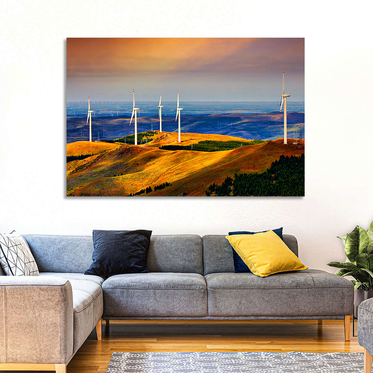 Golden Hour Wind Turbines Wall Art