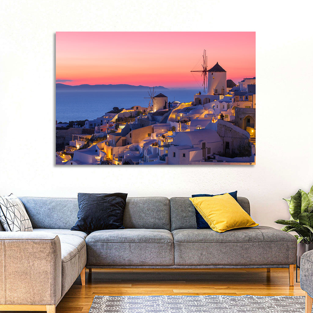Oia Windmills at Dusk Wall Art