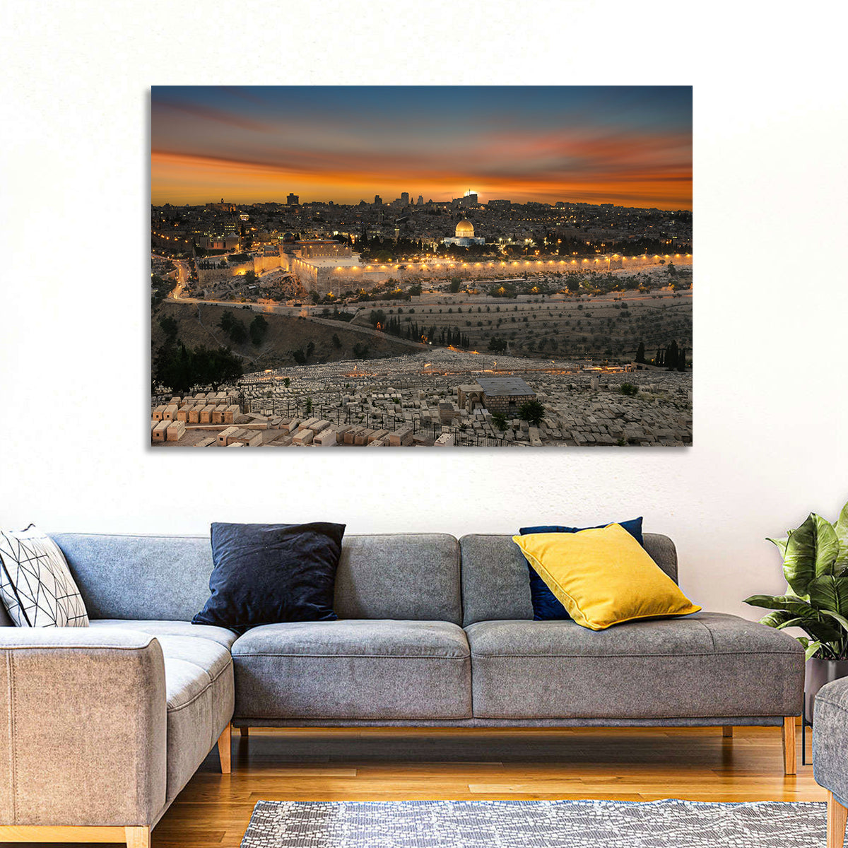 Jerusalem Sunset Over Temple Mount Wall Art