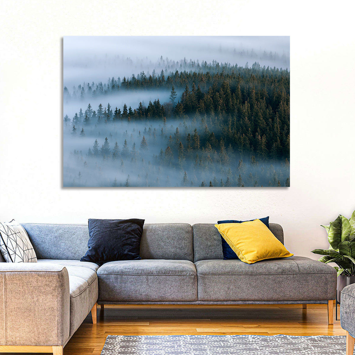 Morning Mist Over Pine Valley Wall Art