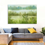 Misty River Meadow Watercolor Wall Art