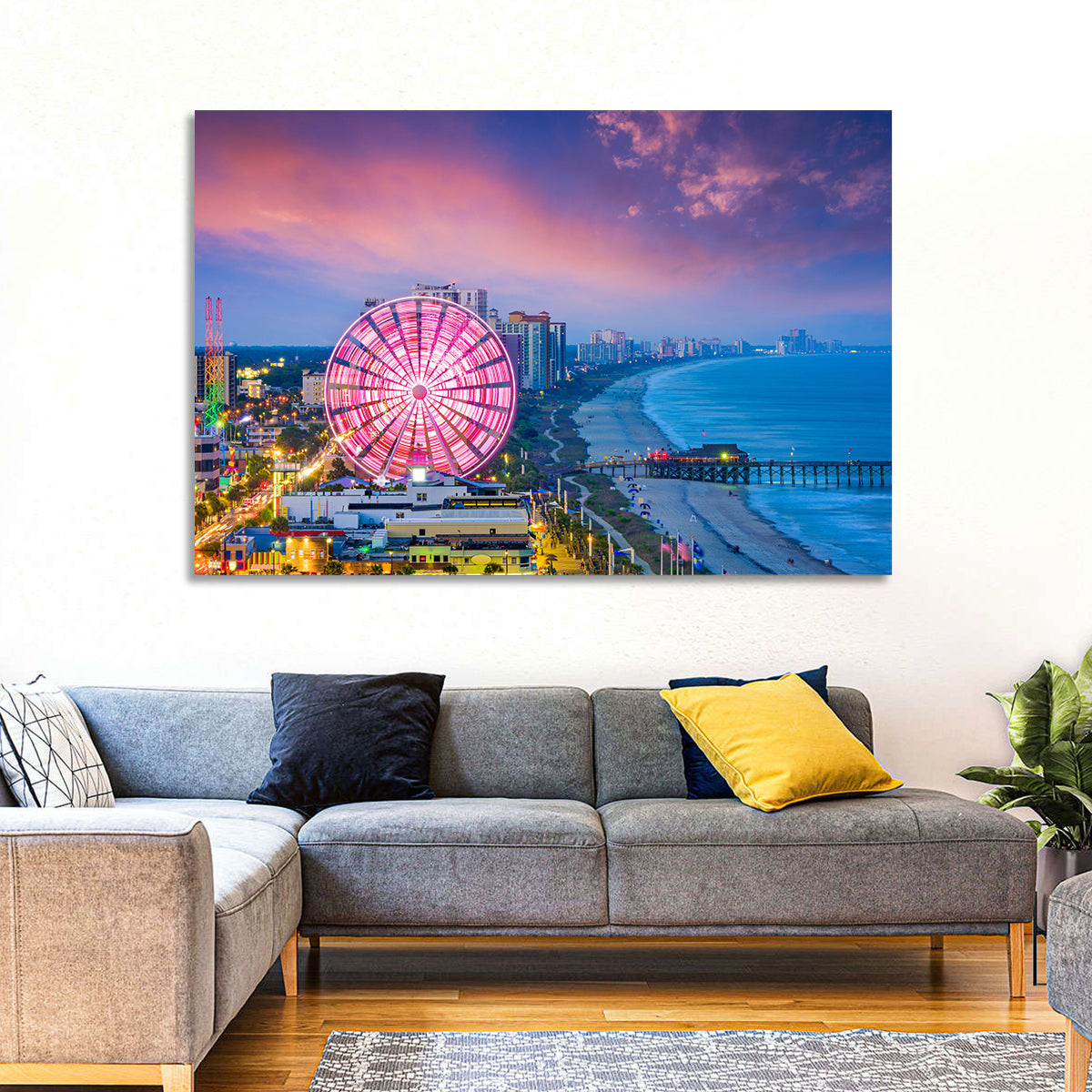 Myrtle Beach Skywheel at Twilight Wall Art in a room, landscape