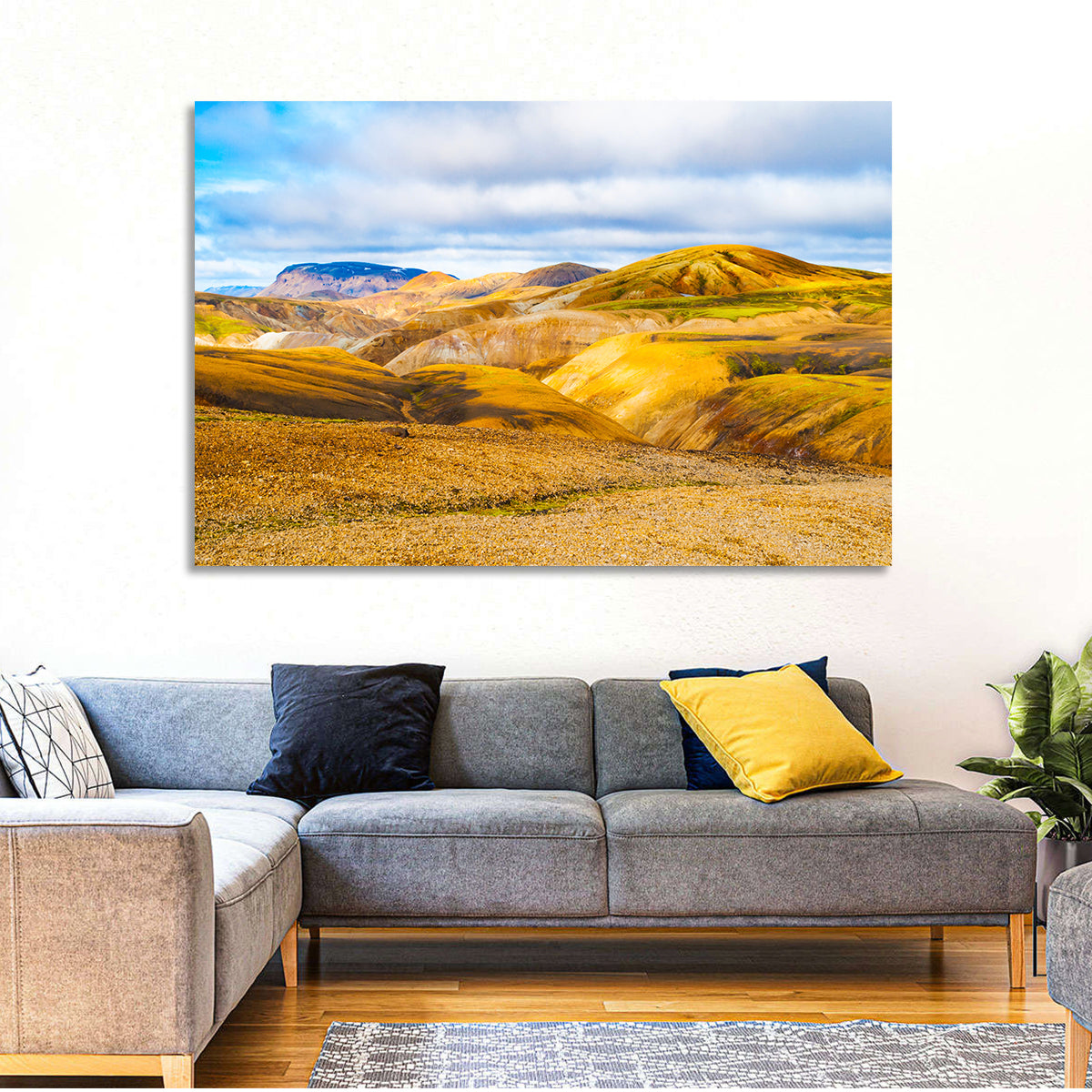 Landmannalaugar Rhyolite Mountains Wall Art in a room, landscape