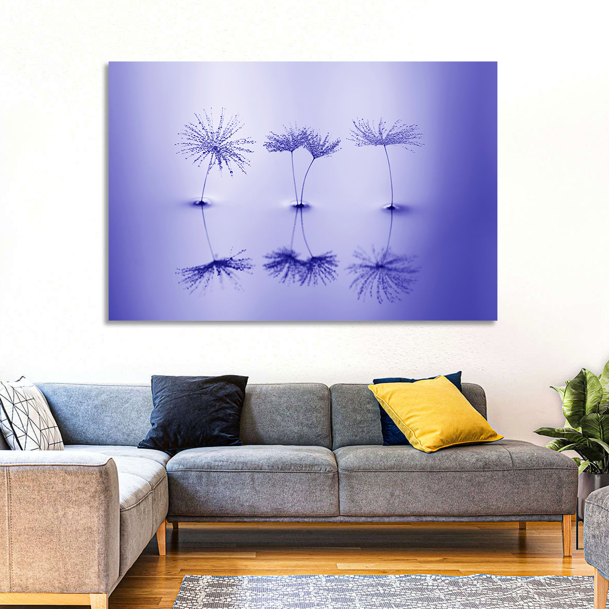 Blue Dandelion Seeds with Reflections Wall Art