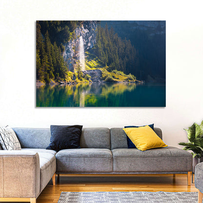 Lake Oeschinen Waterfall Reflection Wall Art
