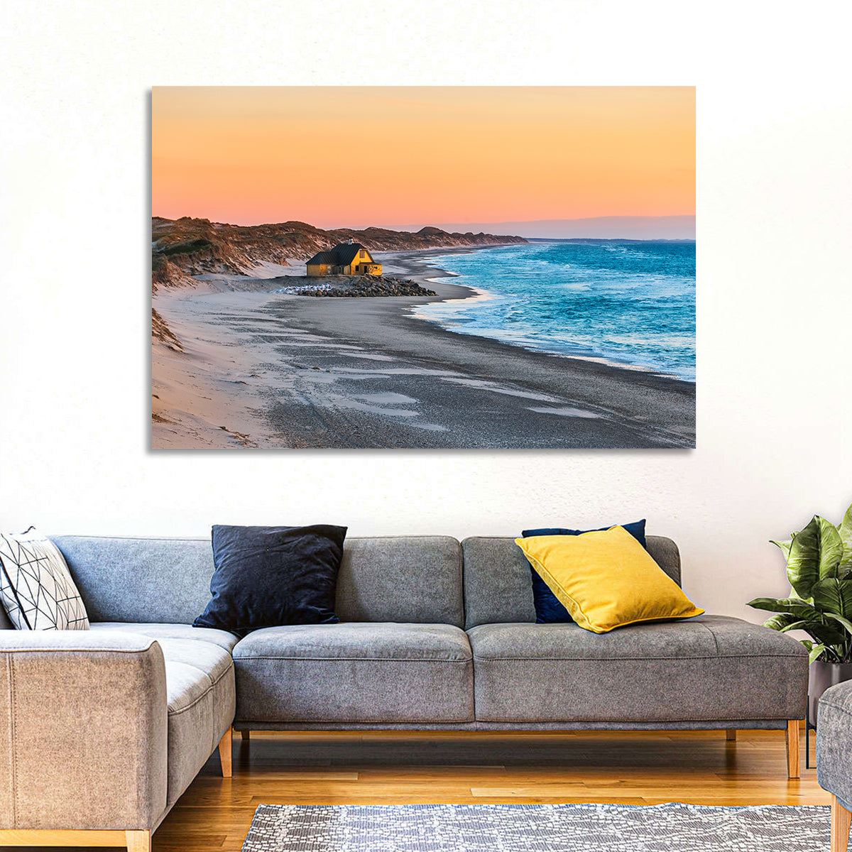 Gammel Skagen Beach House Wall Art in a room, landscape