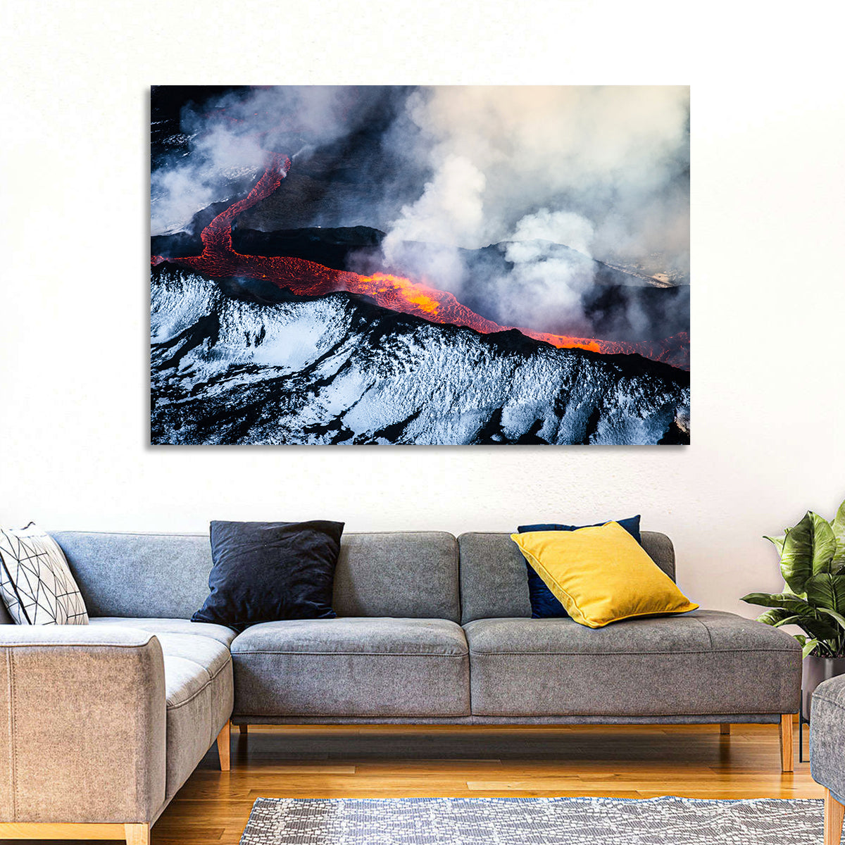 Snow-crusted Lava Flow Wall Art in a room, landscape