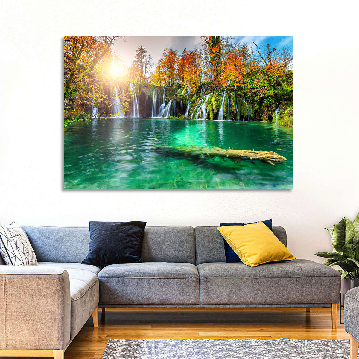 Autumn Waterfalls at Plitvice Lakes Wall Art