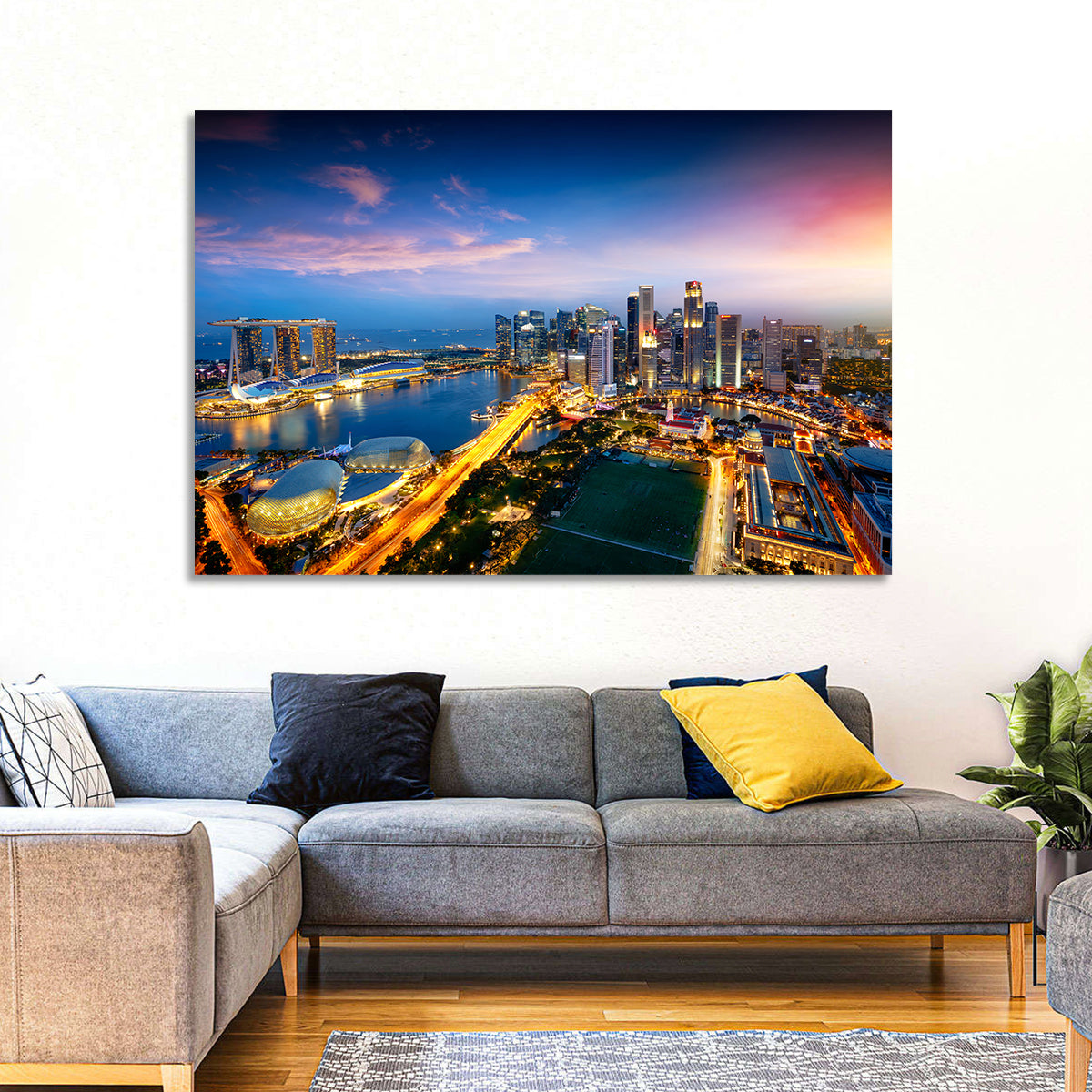 Marina Bay Twilight Singapore Wall Art in a room, landscape