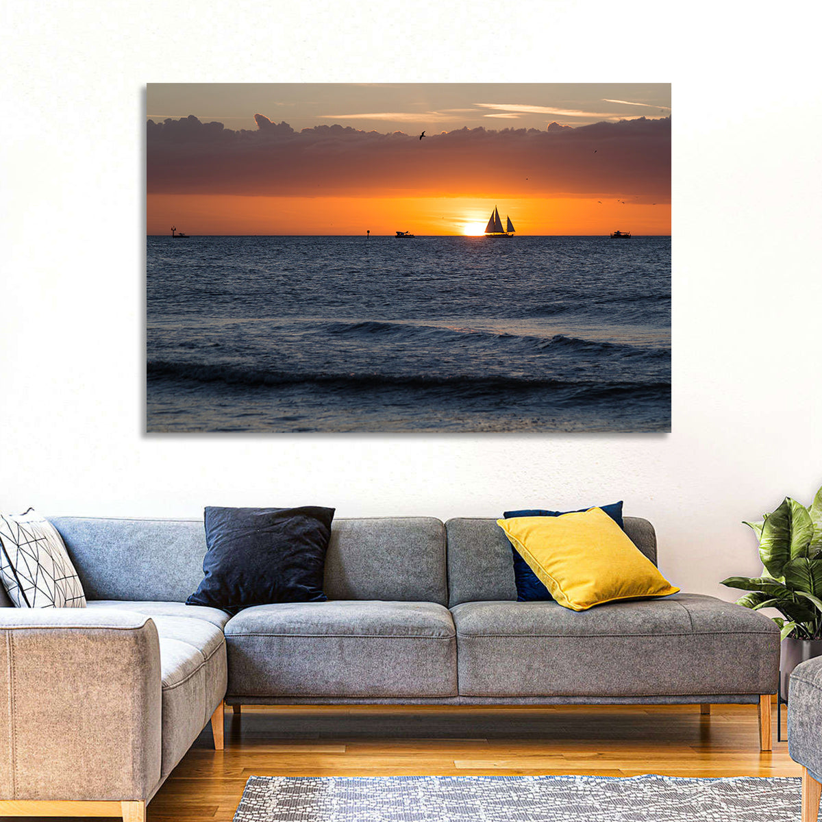Florida Sailboat Sunset Wall Art