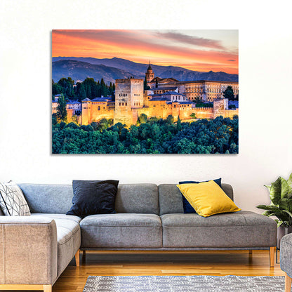 Alhambra Fortress at Golden Sunset Wall Art