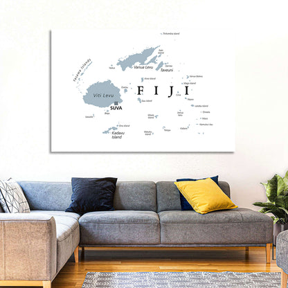 Fiji Islands Political Map Wall Art