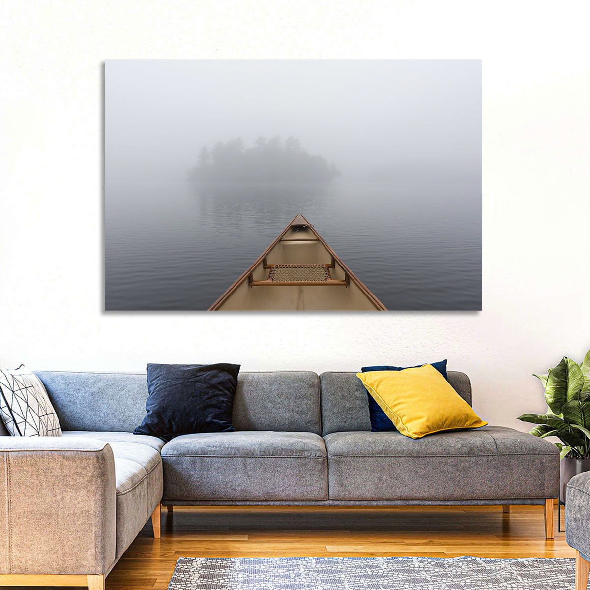 Canoe on Misty Ontario Lake Wall Art