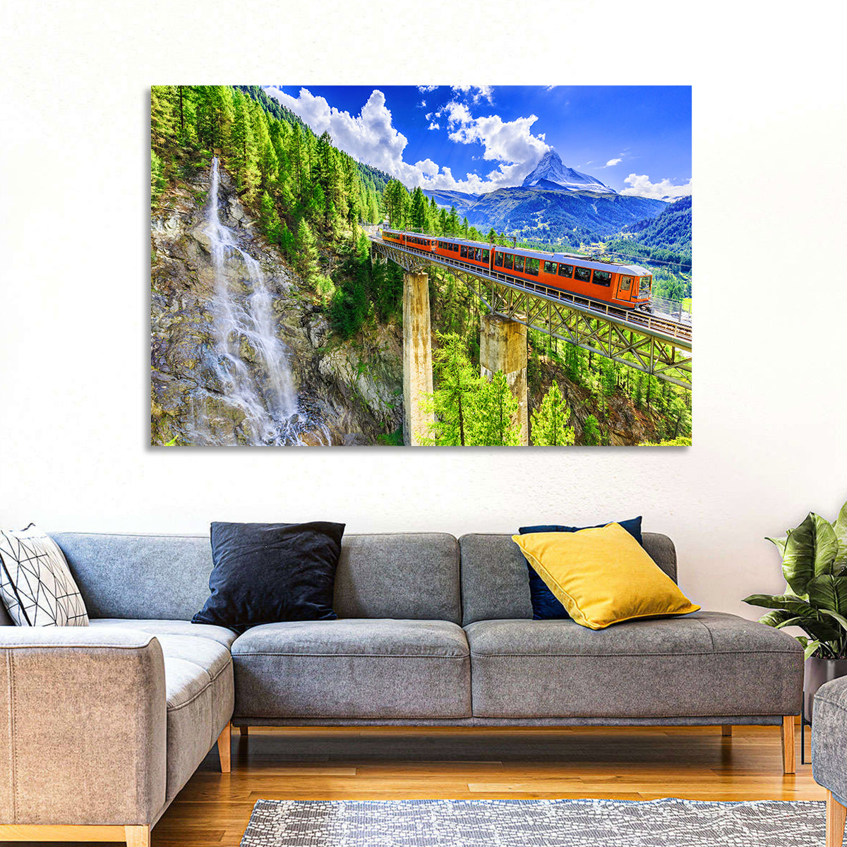 Gornergrat Tourist Train Wall Art in a room, landscape