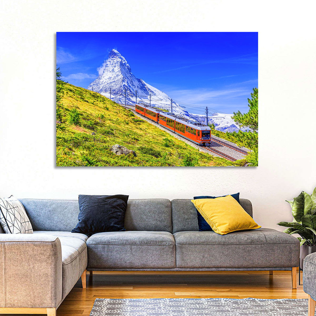 Gornergrat Train and Matterhorn Wall Art in a room, landscape