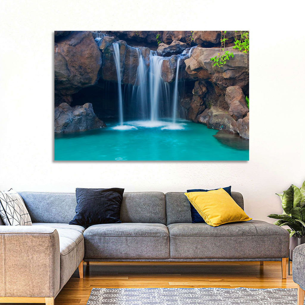Waterfall Into Turquoise Pool Wall Art