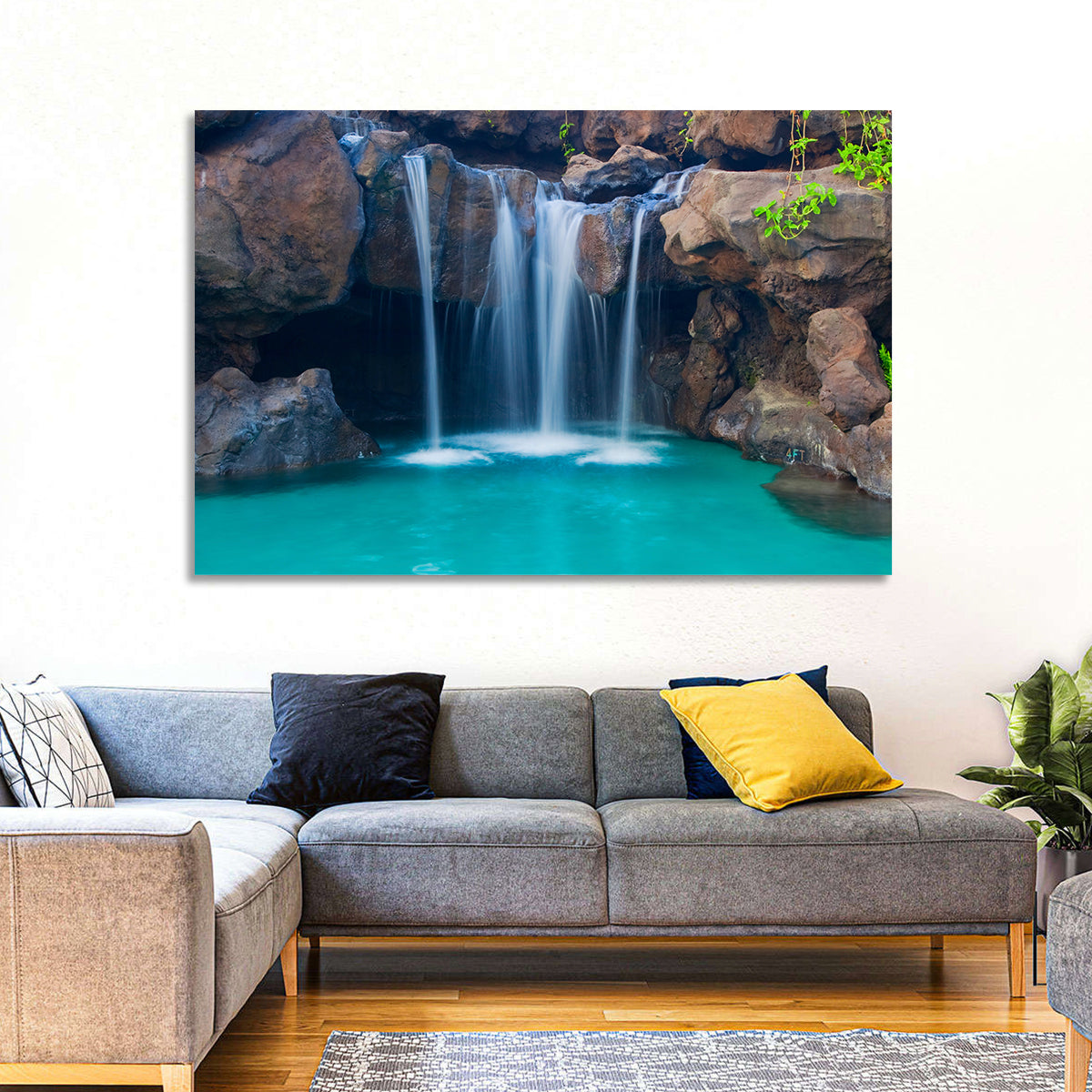 Waterfall Into Turquoise Pool Wall Art