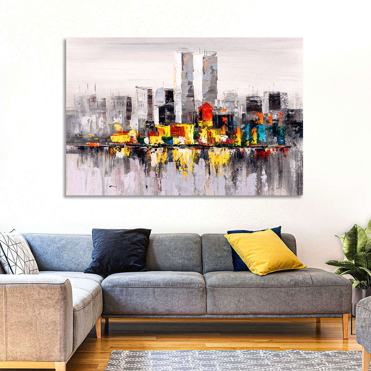 Abstract Skyline with Water Reflection Wall Art