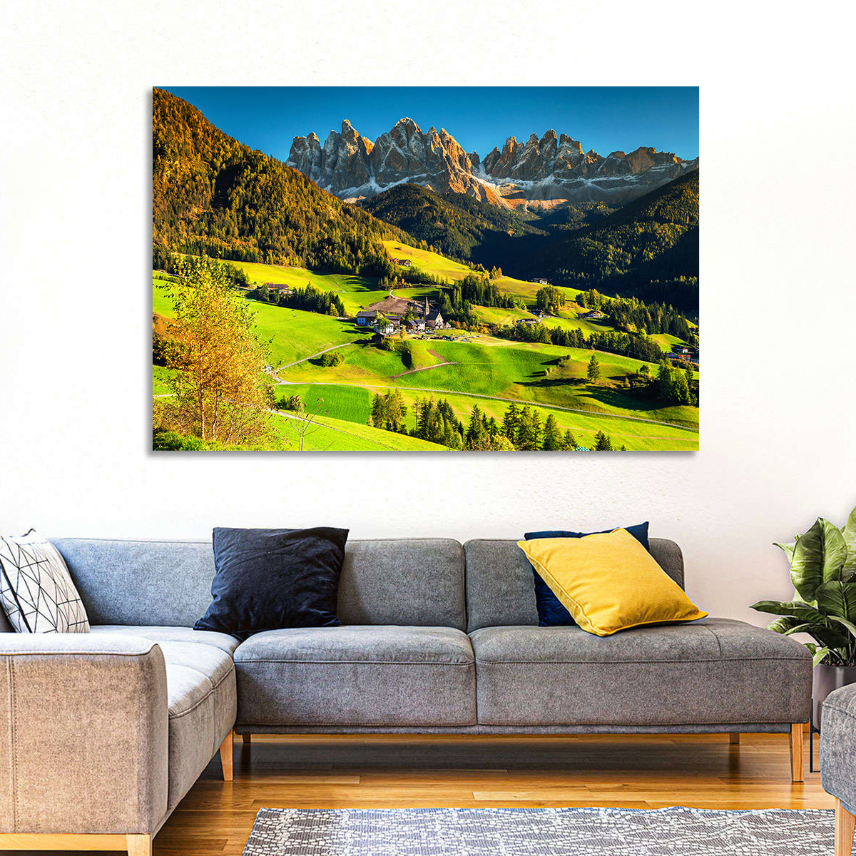 Santa Maddalena, Val Di Funes Wall Art in a room, landscape