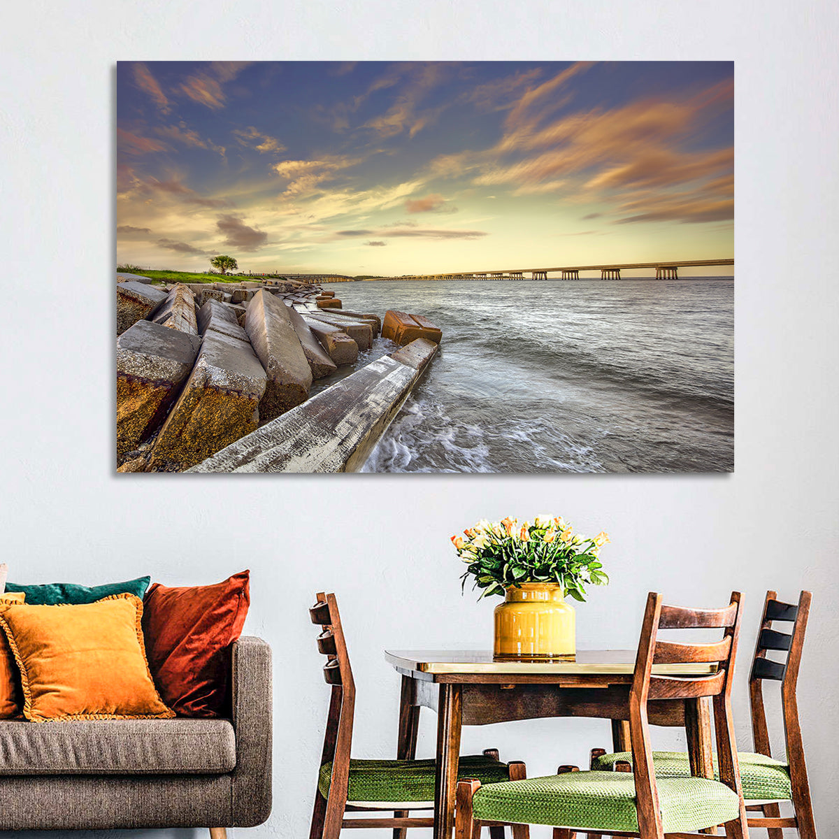 Nassau County Causeway at Sunset Wall Art in a room, landscape