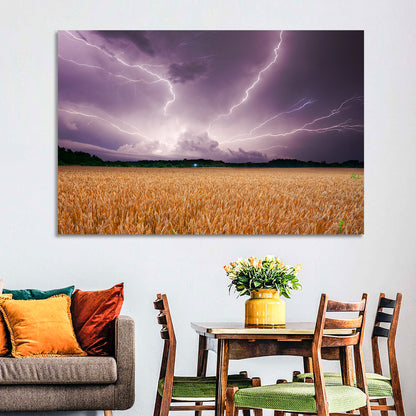 Lightning Over Wheat Field Wall Art