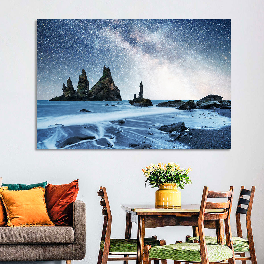 Reynisdrangar Sea Stacks Night Wall Art