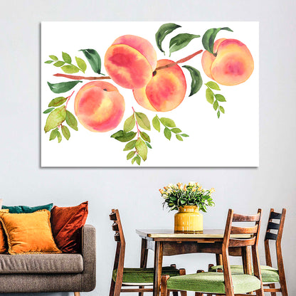 Watercolor Peach Branch Wall Art