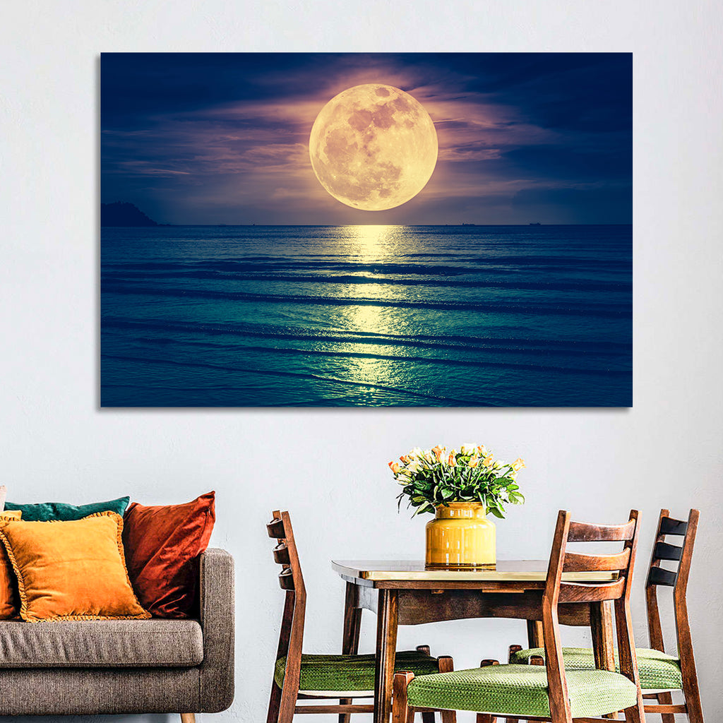 Supermoon Over Calm Sea Wall Art