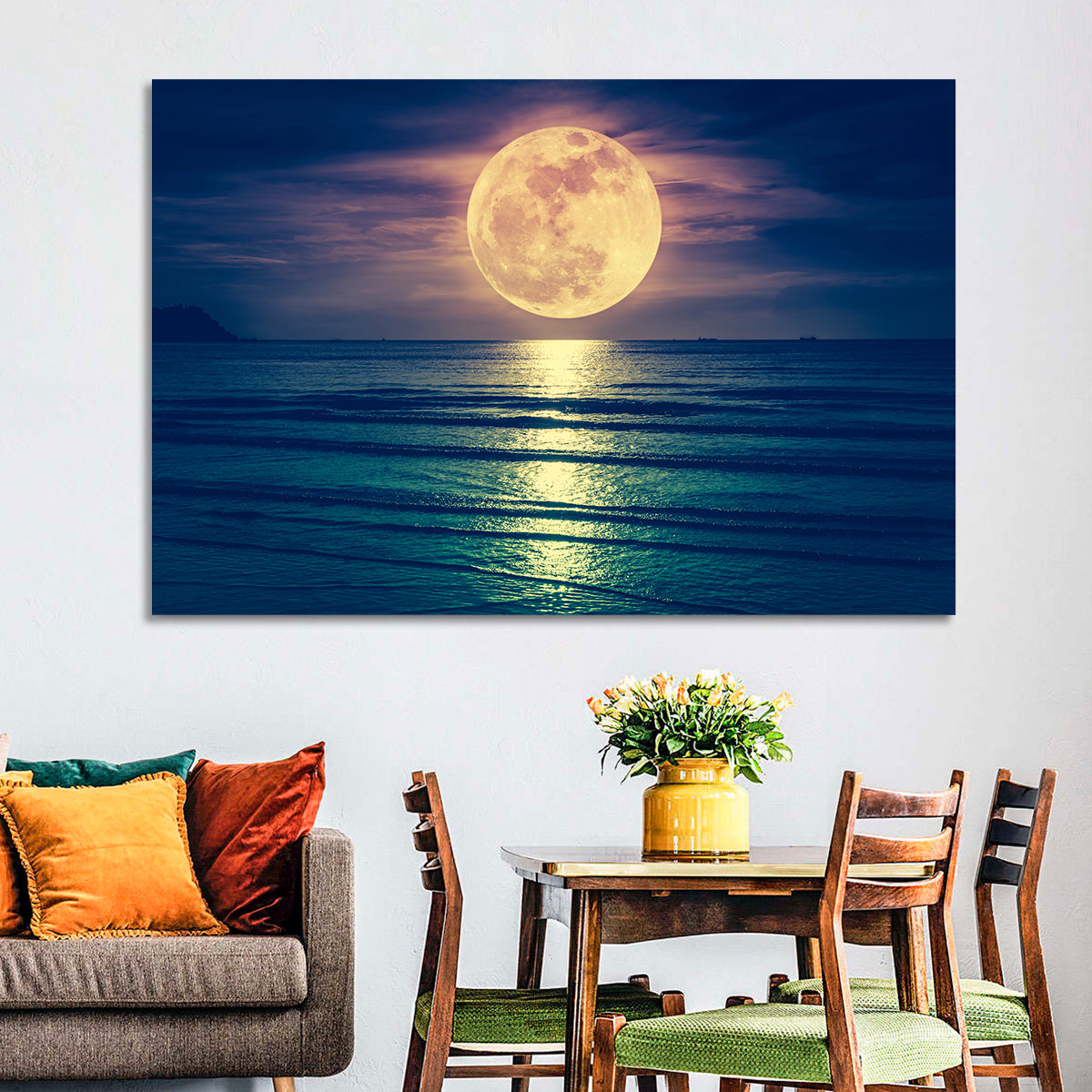 Supermoon Over Calm Sea Wall Art