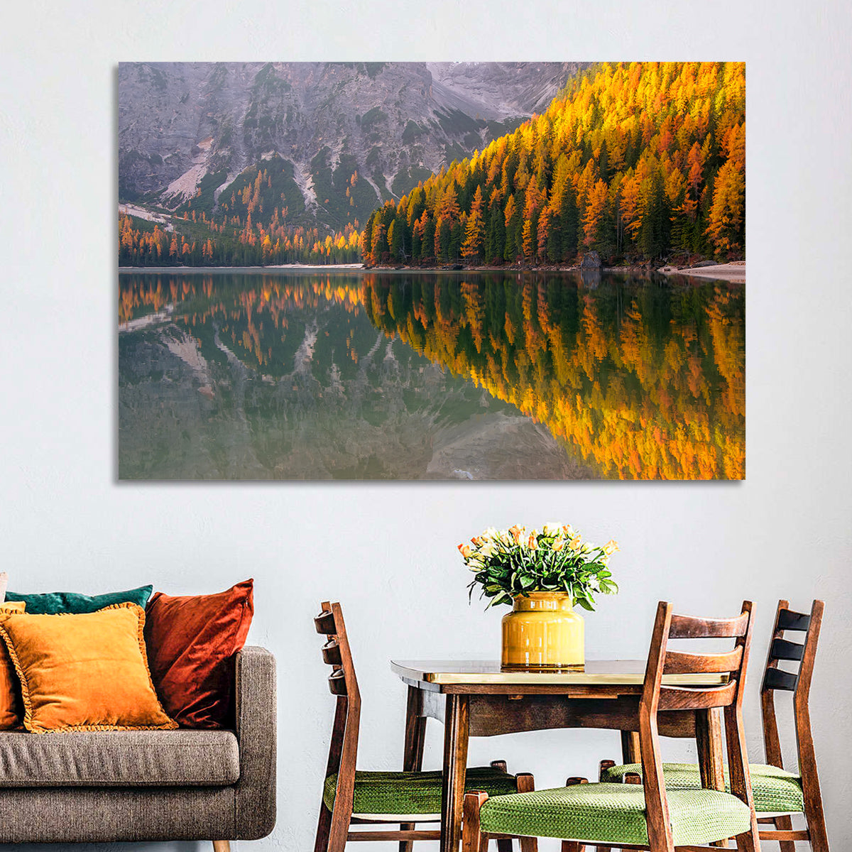 Braies Lake Golden Reflection Wall Art