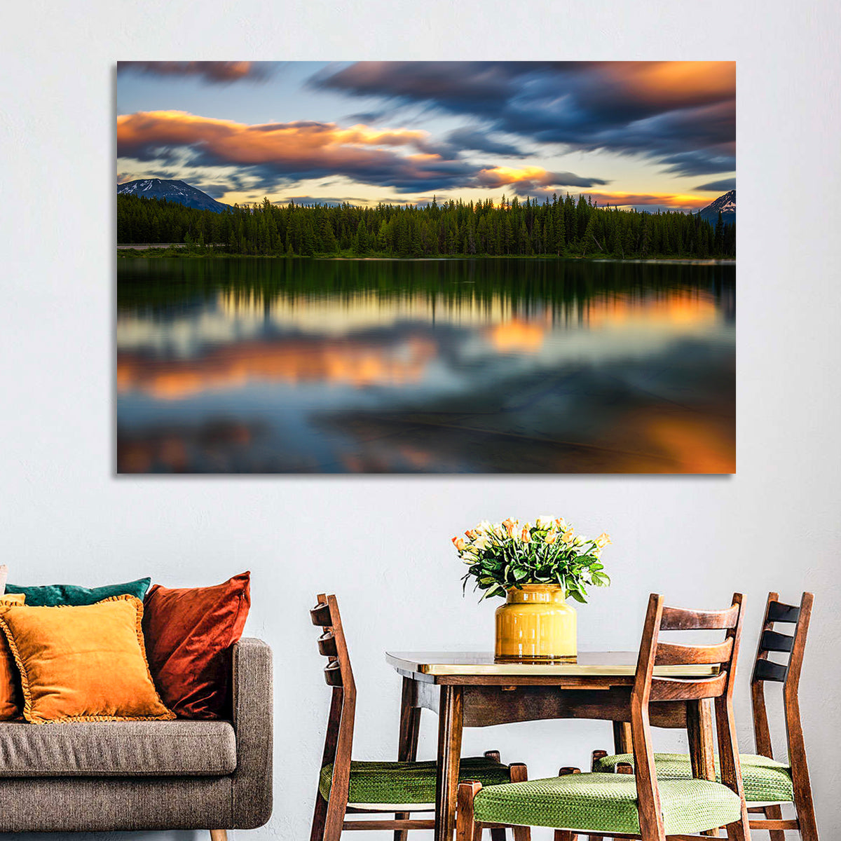 Herbert Lake Sunset Reflection Wall Art
