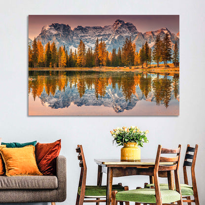 Antorno Lake Autumn Reflection Wall Art