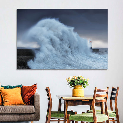 Lighthouse in a Sea Storm Wall Art