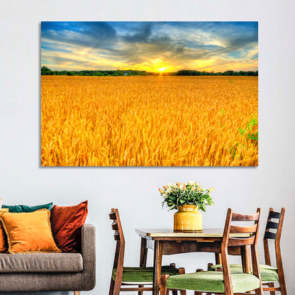 Wheat Field Sunset Wall Art
