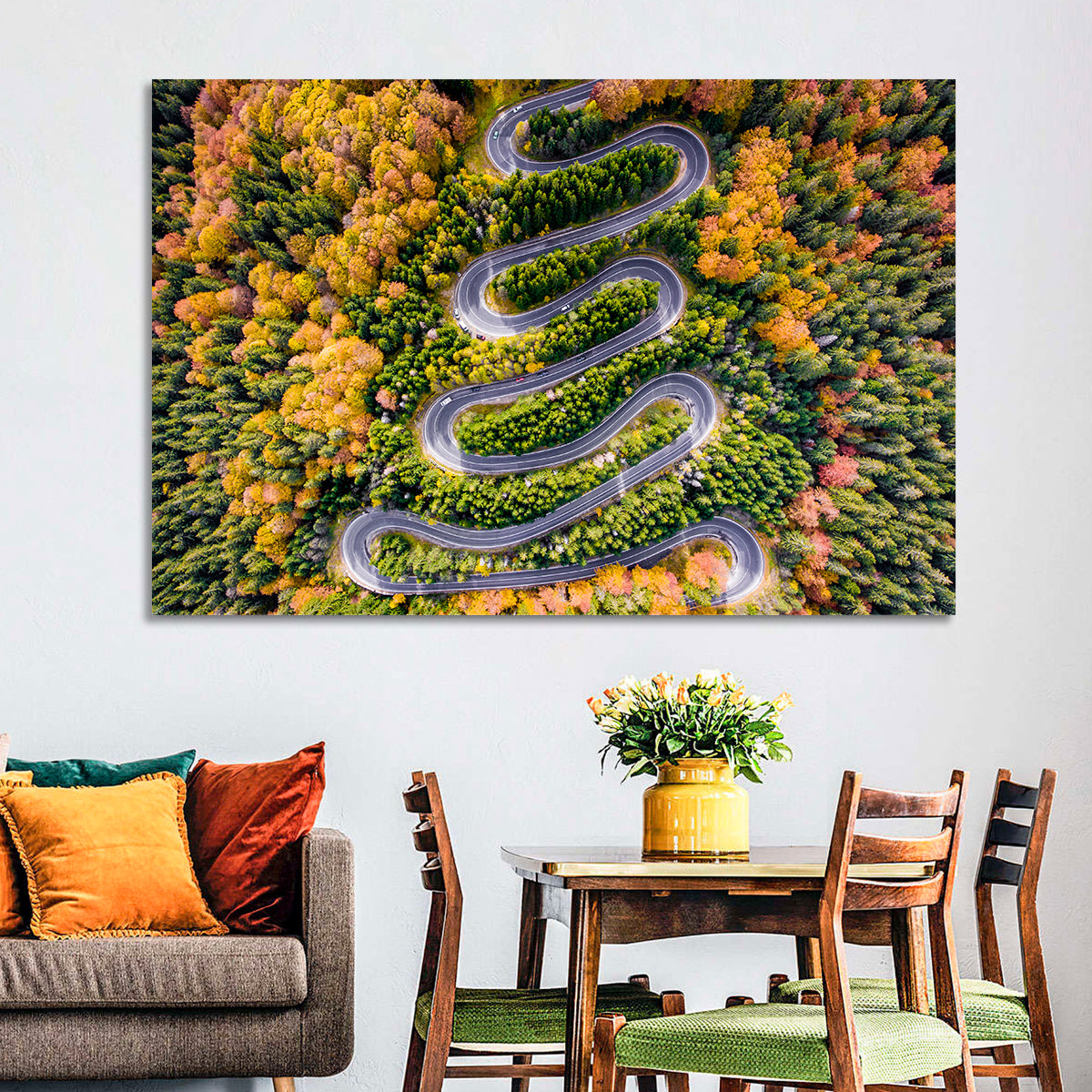 Autumn Winding Forest Road Wall Art