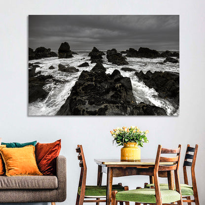 Rocky Beach Waves Wall Art