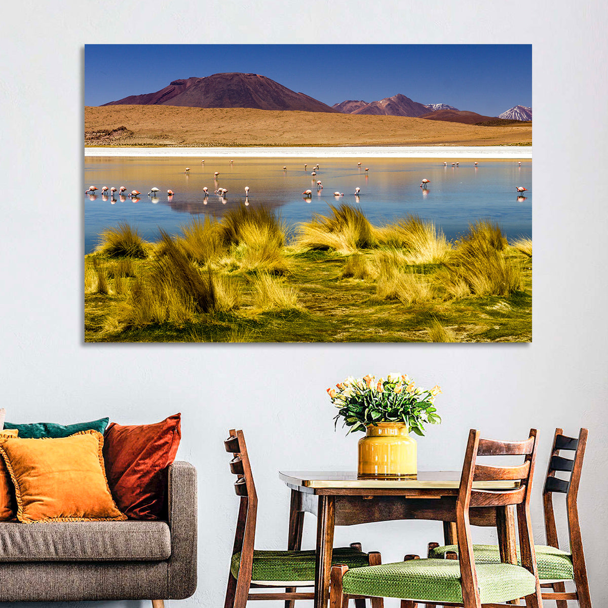 Flamingos on Salt Lake Wall Art