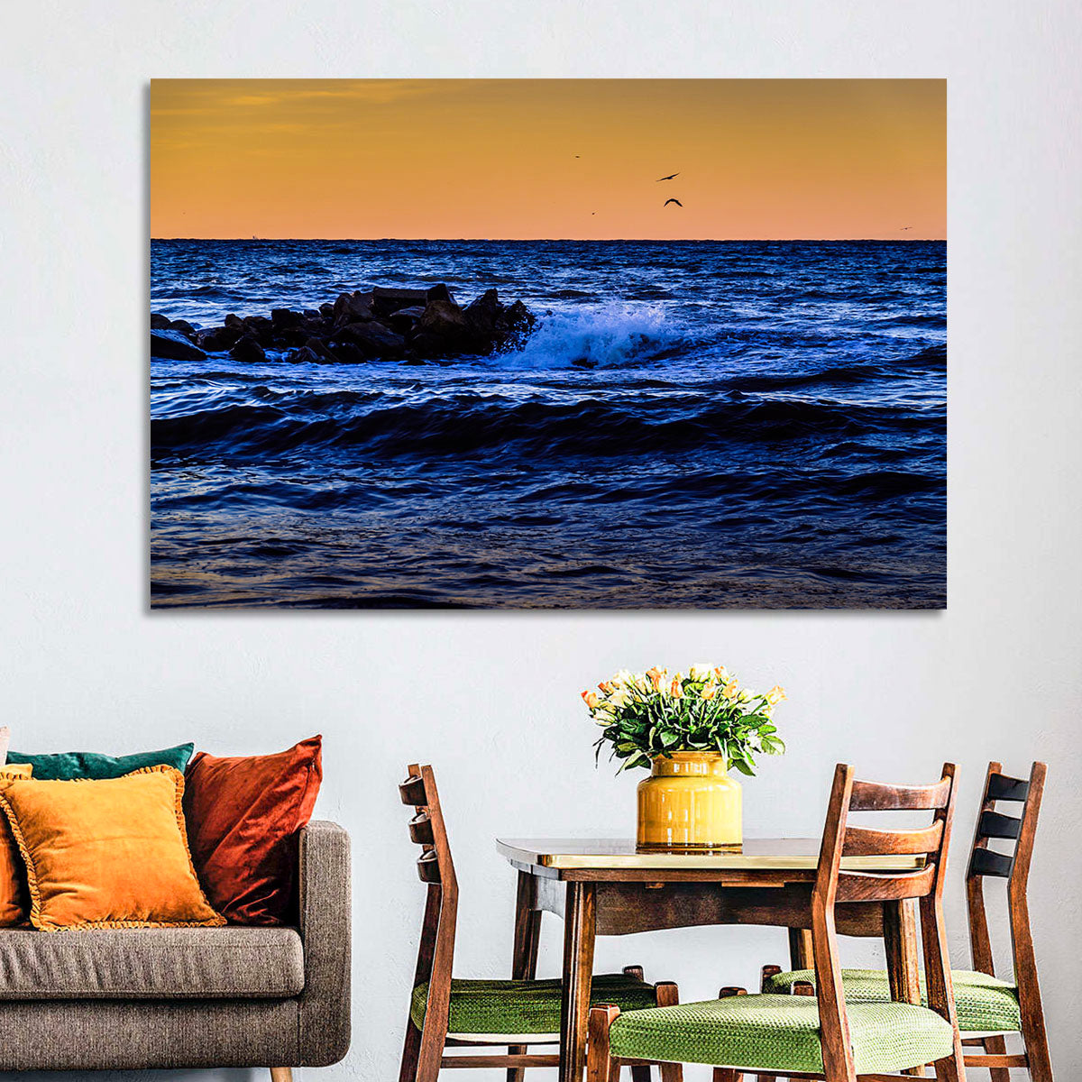 Marmara Sea Waves at Sunset Wall Art