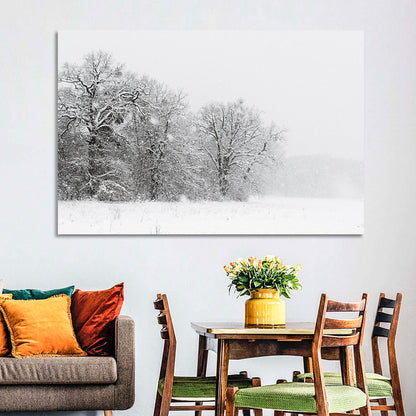 Snow-covered Trees in Fog Wall Art