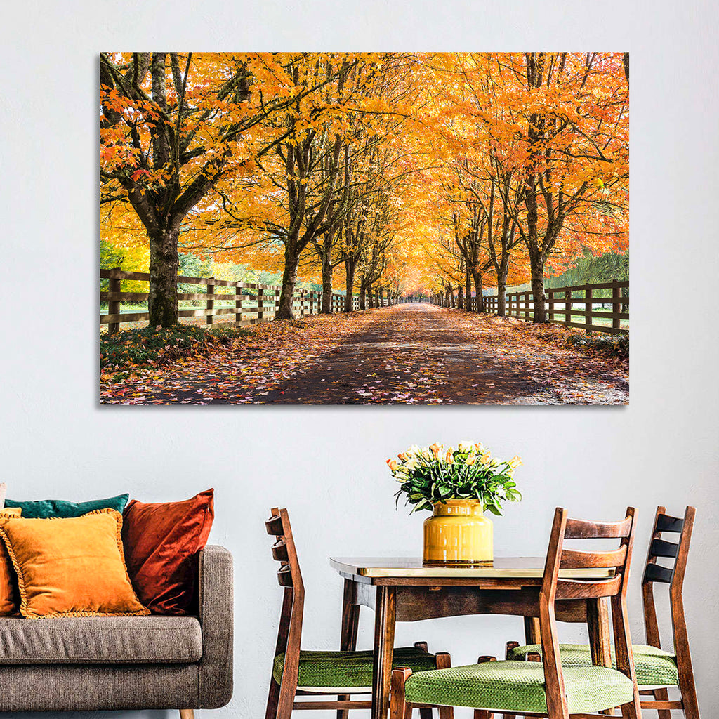 Maple Lane in Autumn Wall Art