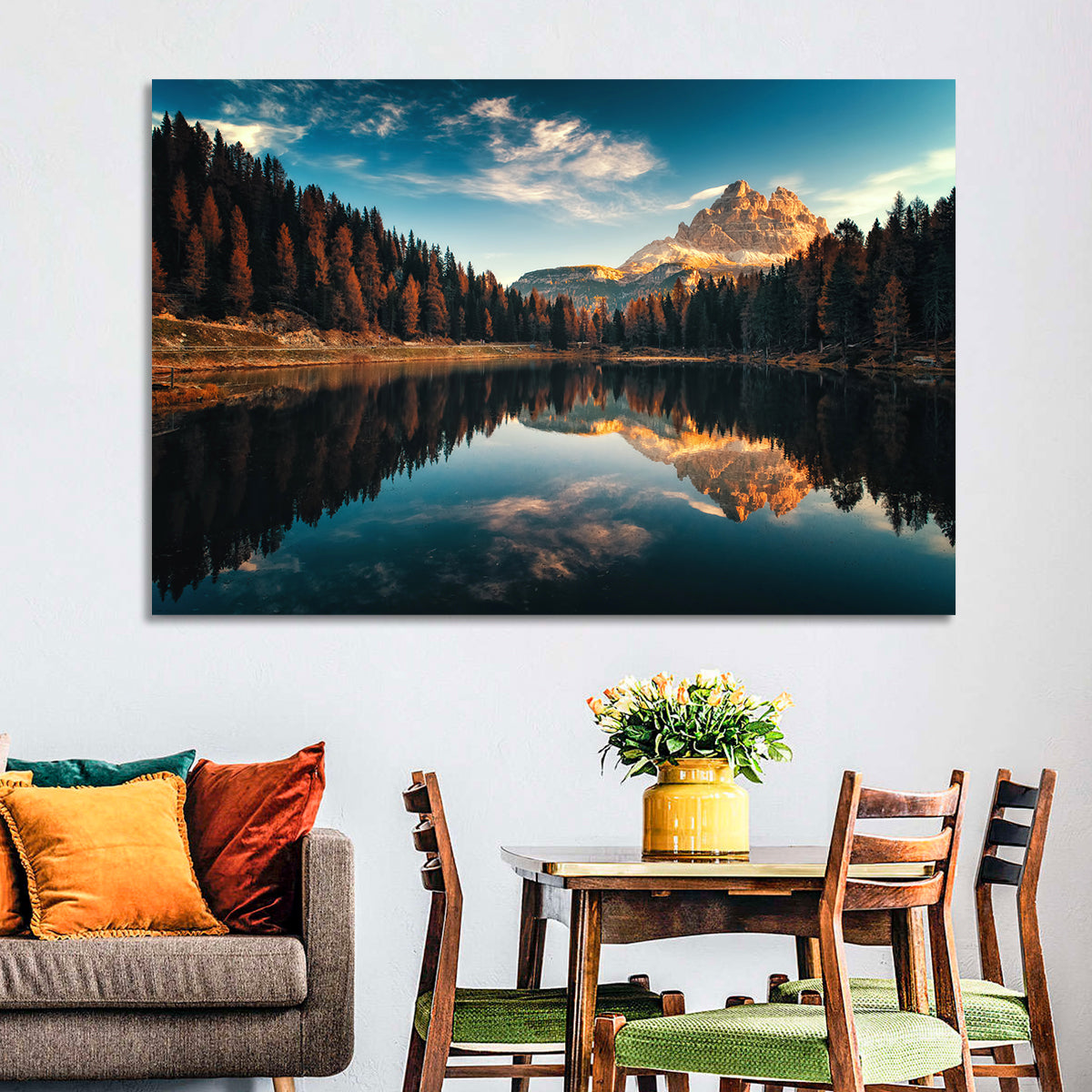 Lago Antorno Golden Hour Reflection Wall Art