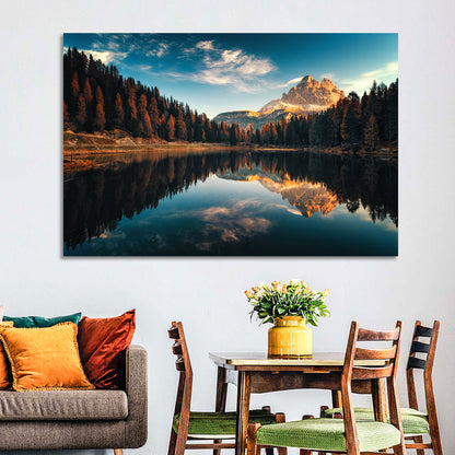 Lago Antorno Golden Hour Reflection Wall Art