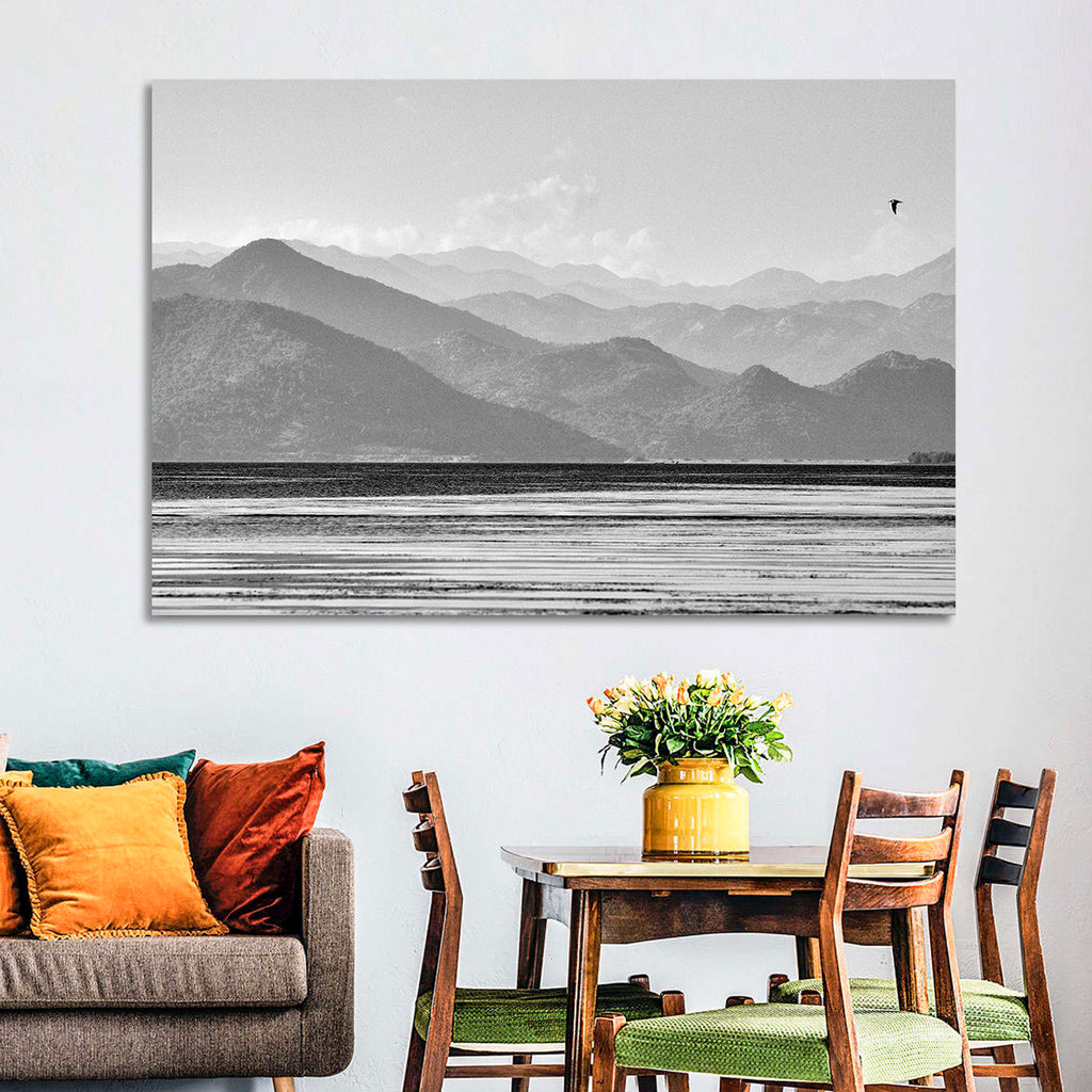 Skadar Lake Monochrome Landscape Wall Art