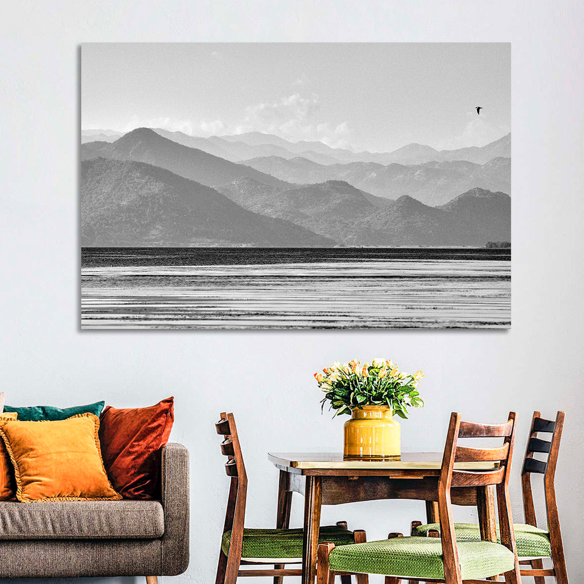 Skadar Lake Monochrome Landscape Wall Art