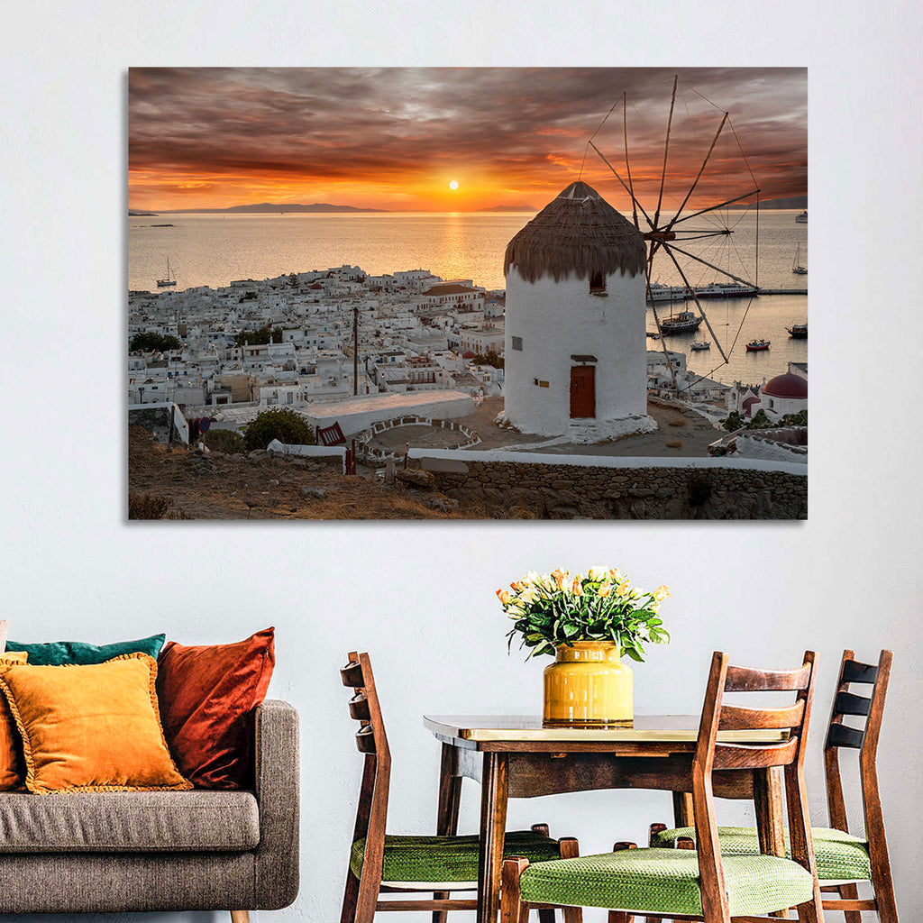 Kato Mili Sunset, Mykonos Wall Art