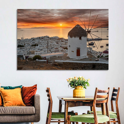 Kato Mili Sunset, Mykonos Wall Art